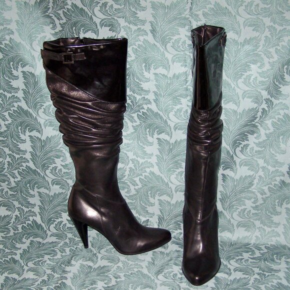 🔥 NEW size 8.5-9/39 Giorgio Nevi Black Leather Boots Knee High - Picture 2 of 13